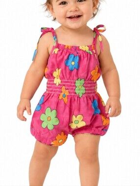 Carrots Baby Romper 12 Months NWT Floral Halter Pink Retro Summer Outfit Vintage